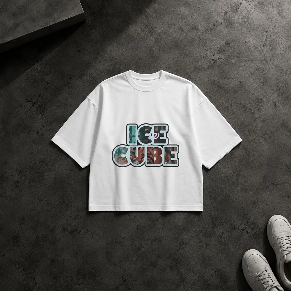 تیشرت باکسی آیس کیوب طرح لوگوی تایپوگرافی (Ice Cube)