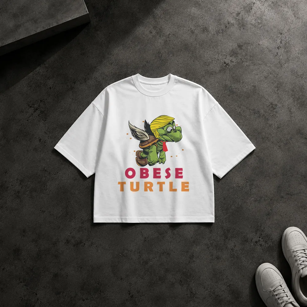 تیشرت باکسی لاک‌پشت کارتونی طرح Obese Turtle