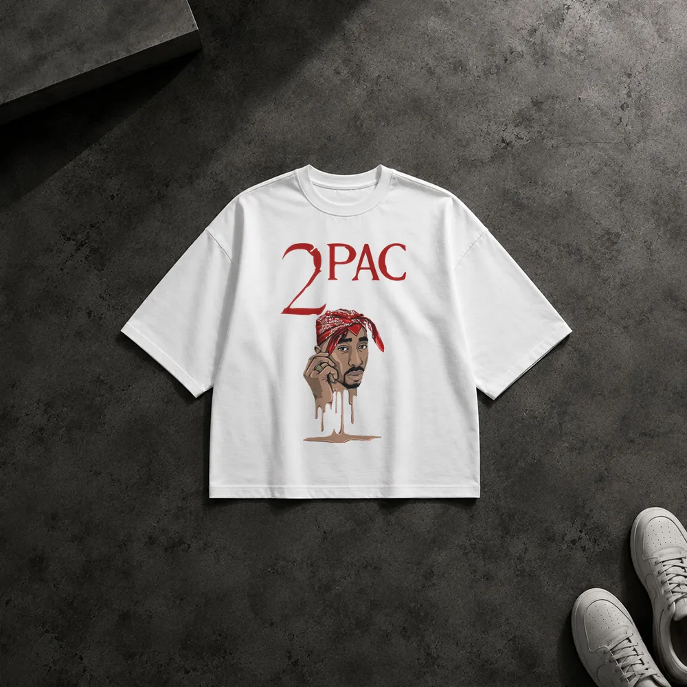 تیشرت باکسی توپاک شکور طرح پرتره مینیمال (2Pac)