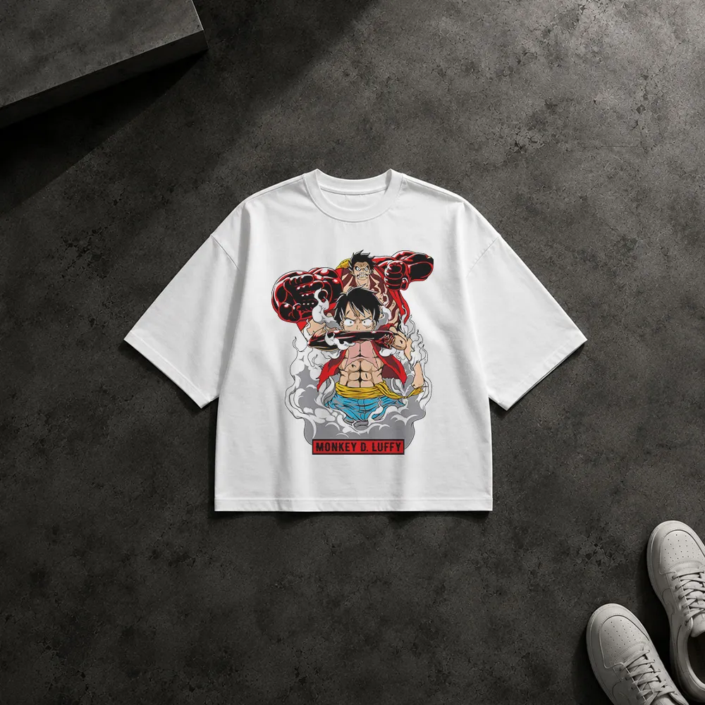 تیشرت باکسی انیمه وان پیس طرح لوفی گیر چهار (Gear 4 Luffy)
