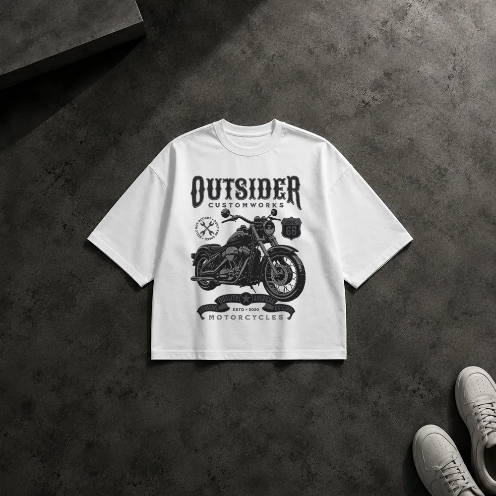 تیشرت باکسی موتور سیکلت کلاسیک طرح Outsider Customworks