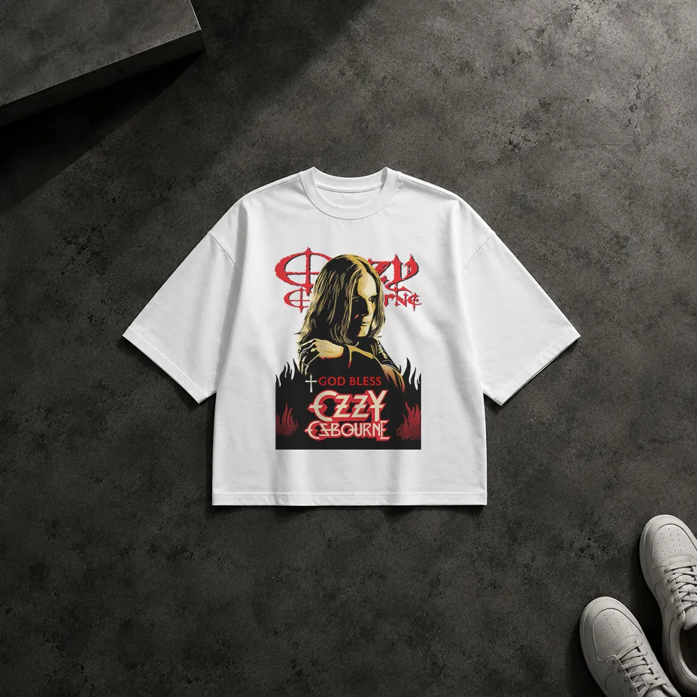 تیشرت باکسی آزی آزبورن طرح پرتره God Bless Ozzy
