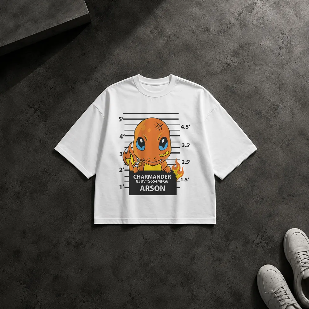 تیشرت باکسی پوکمون طرح پرونده پلیسی چارمندر (Charmander)
