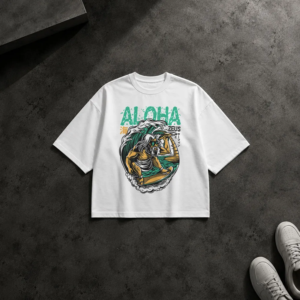 تیشرت باکسی زئوس طرح Aloha Zeus