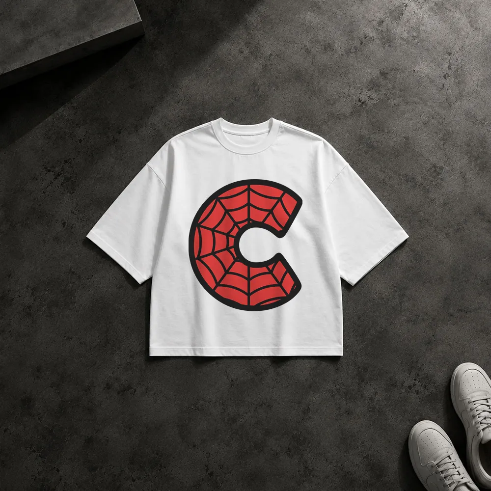 تیشرت باکسی مرد عنکبوتی طرح حرف C (Spider-Man Letter C)