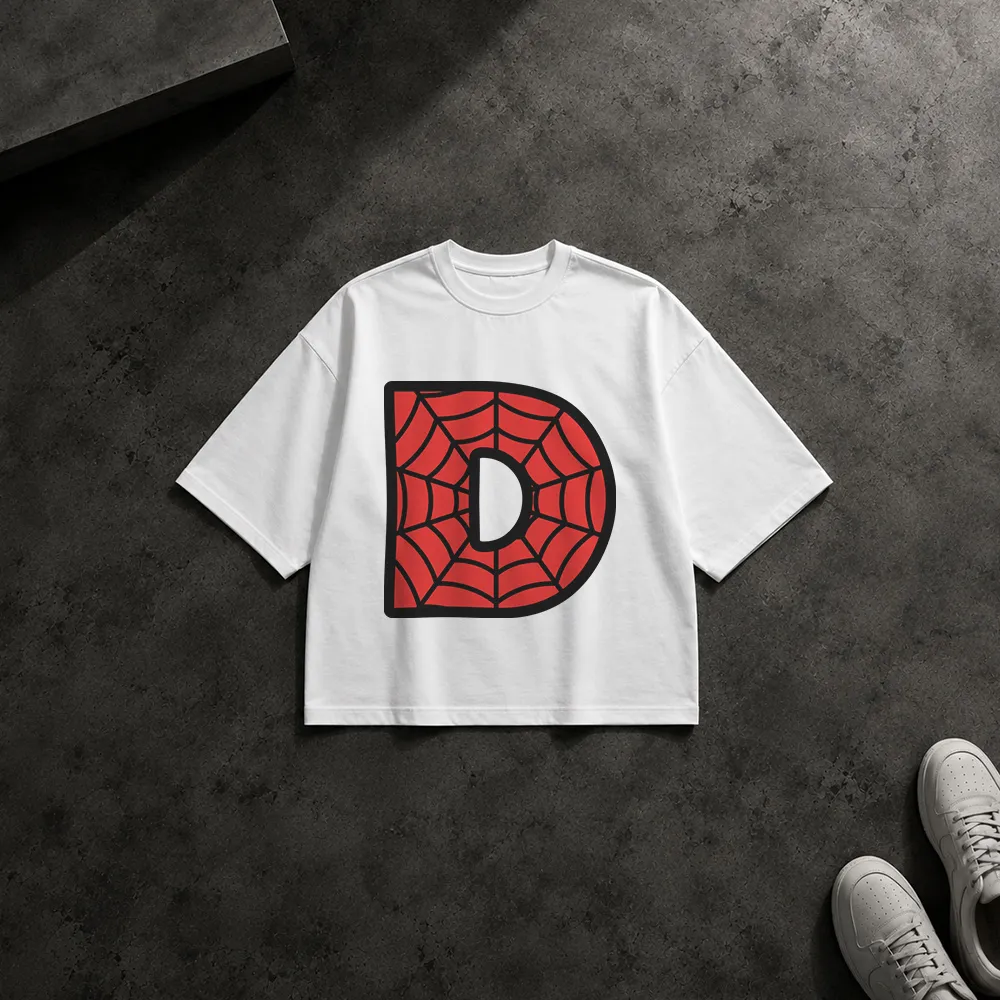 تیشرت باکسی مرد عنکبوتی طرح حرف D (Spider-Man Letter D)