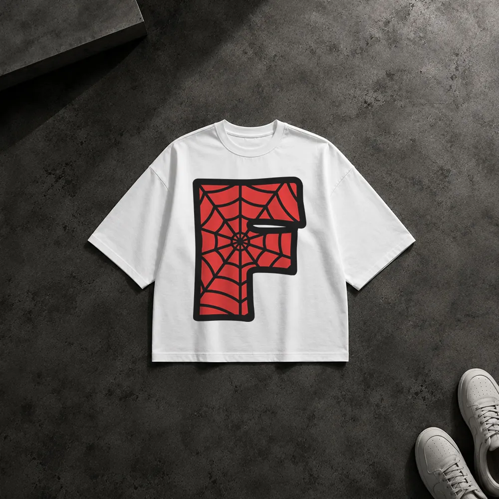 تیشرت باکسی مرد عنکبوتی طرح حرف F (Spider-Man Letter F)