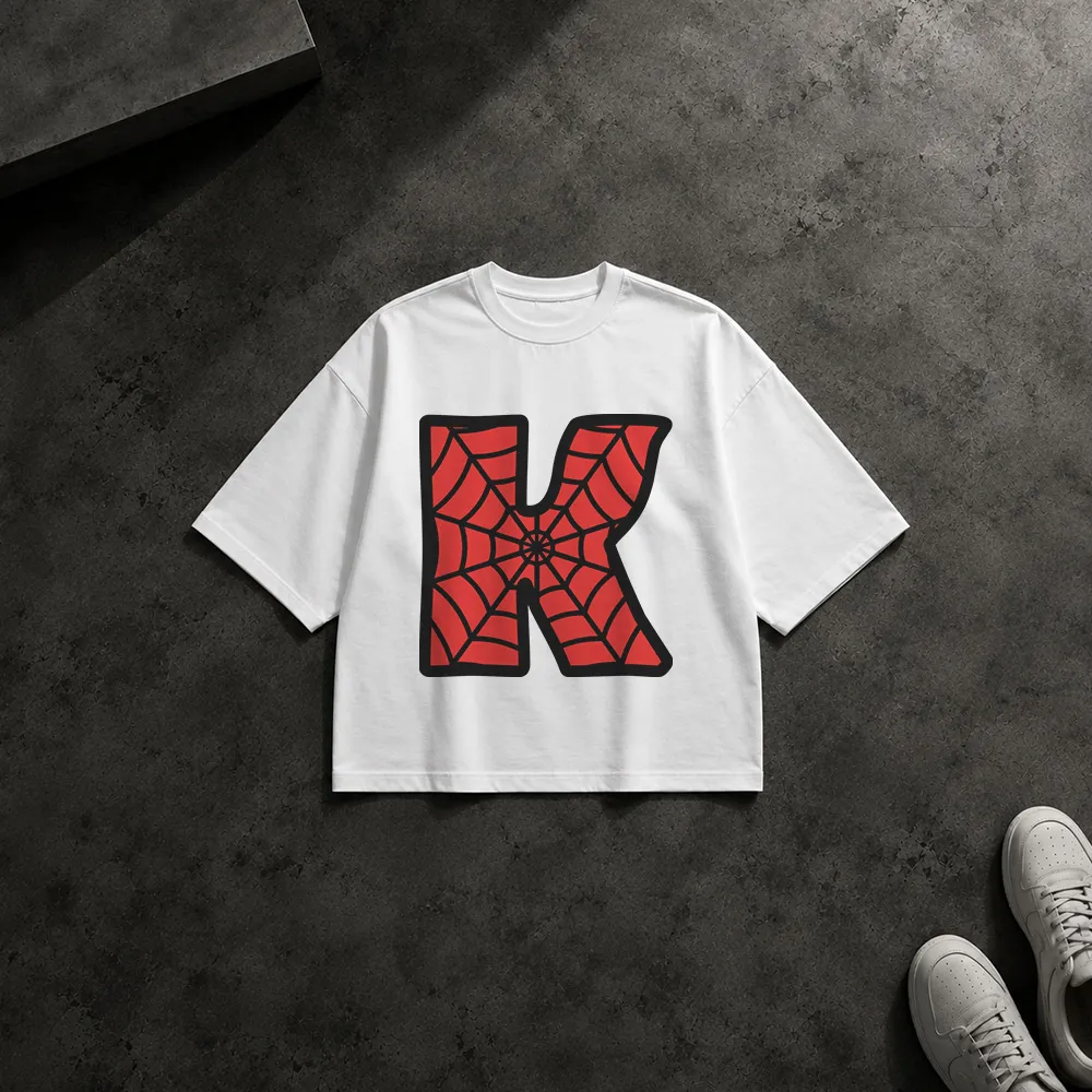 تیشرت باکسی مرد عنکبوتی طرح حرف K (Spider-Man Letter K)