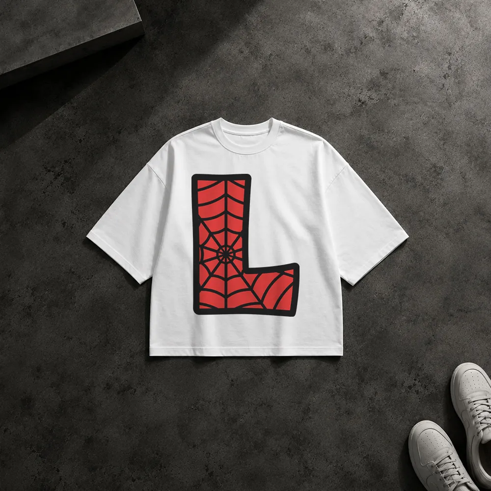 تیشرت باکسی مرد عنکبوتی طرح حرف L (Spider-Man Letter L)