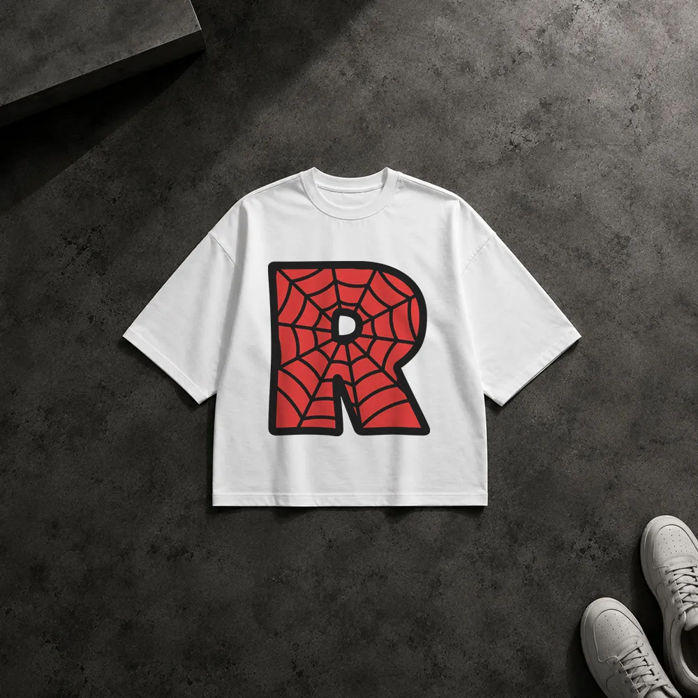 تیشرت باکسی مرد عنکبوتی طرح حرف R (Spider-Man Letter R)