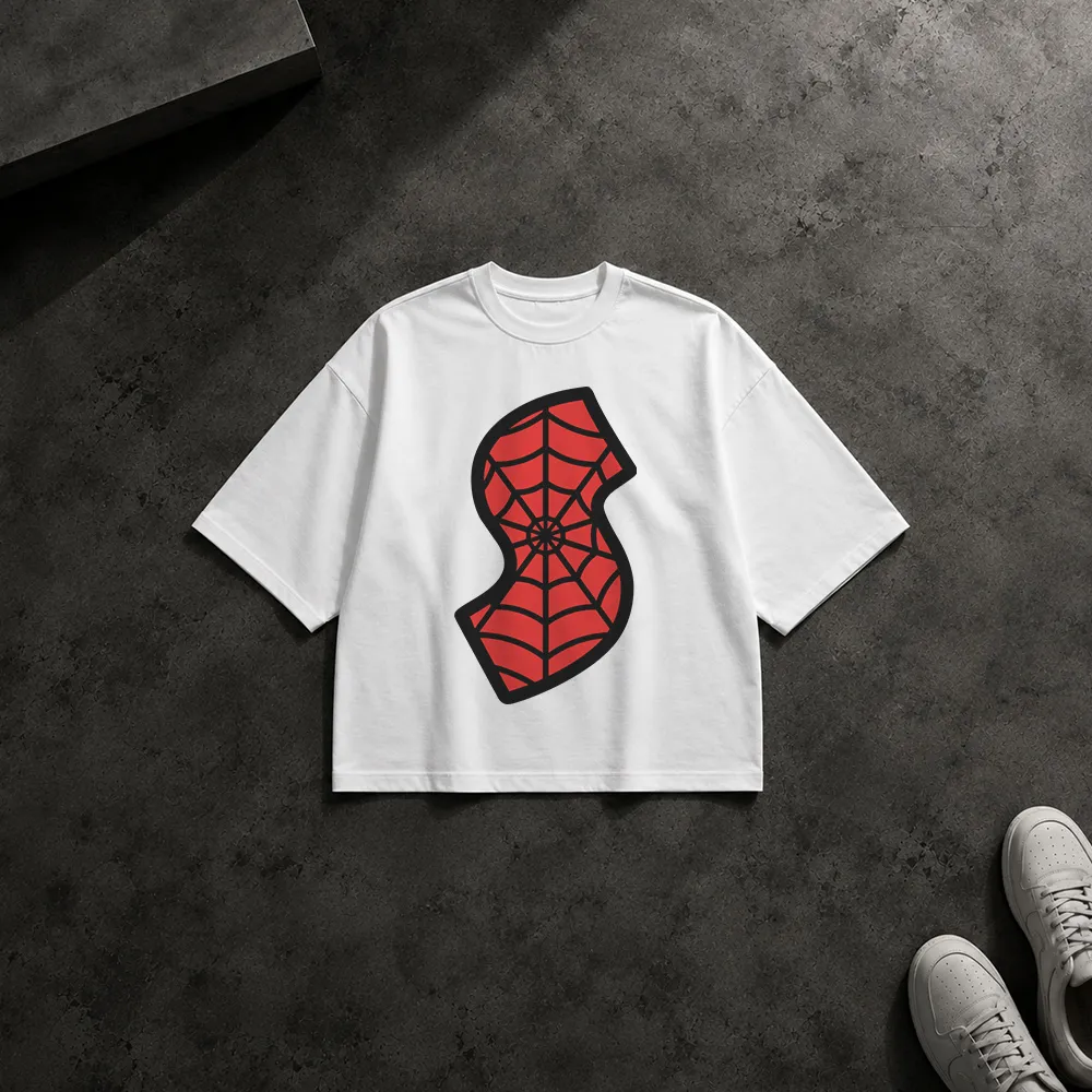 تیشرت باکسی مرد عنکبوتی طرح حرف S (Spider-Man Letter S)