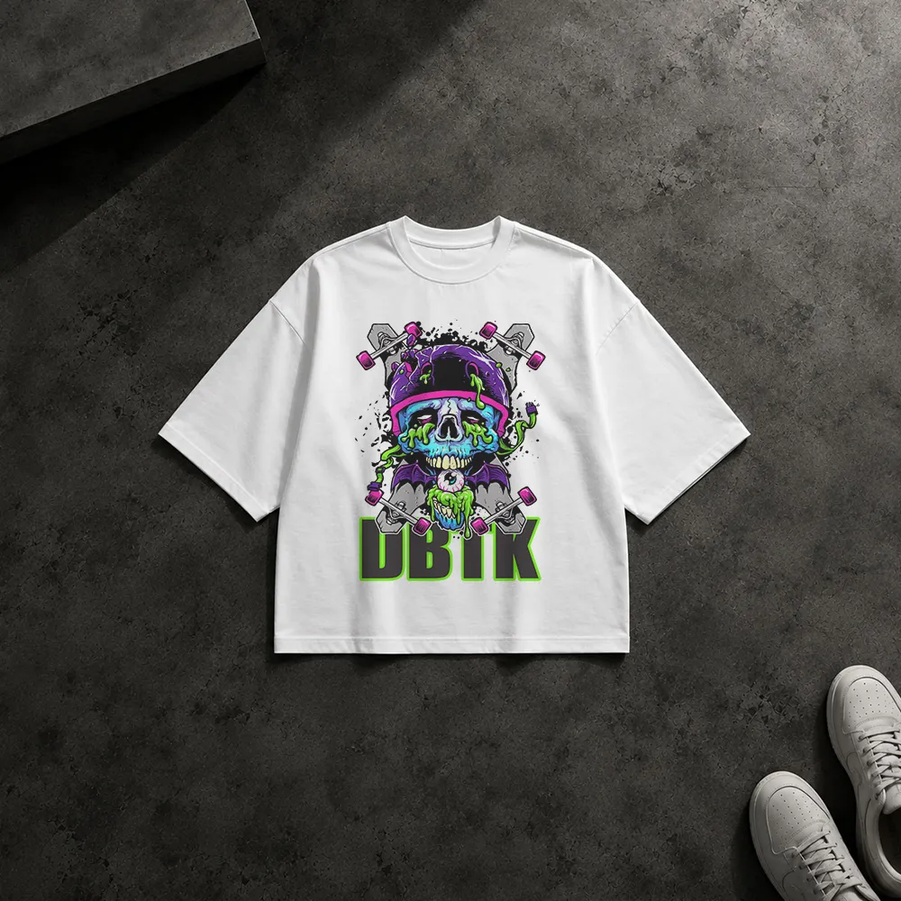 تیشرت باکسی جمجمه طرح اسکیت‌بورد DBTK