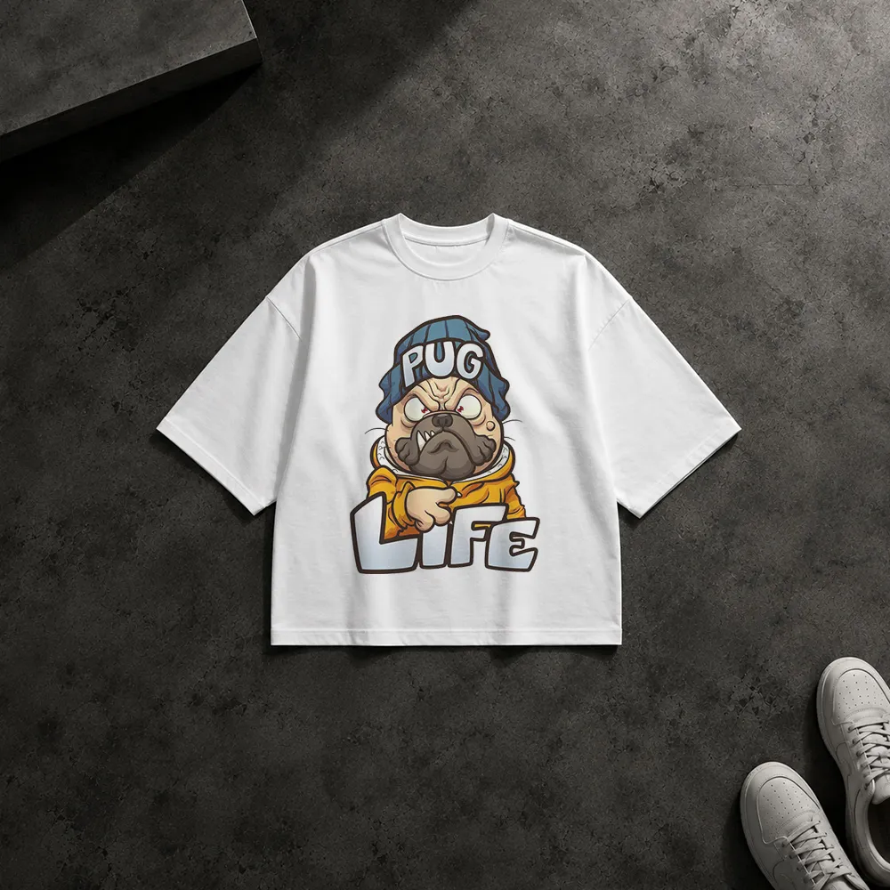 تیشرت باکسی سگ پاگ طرح Pug Life