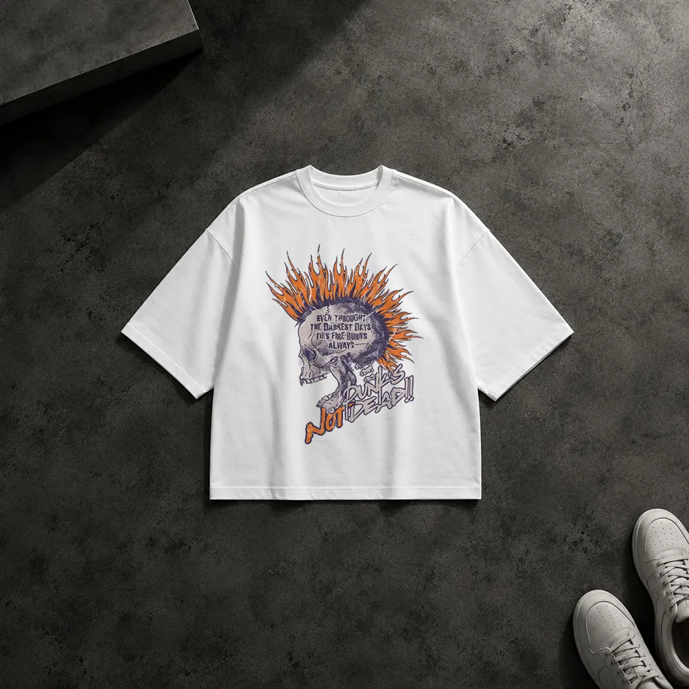 تیشرت باکسی جمجمه طرح پانک راک (Punks Not Dead)