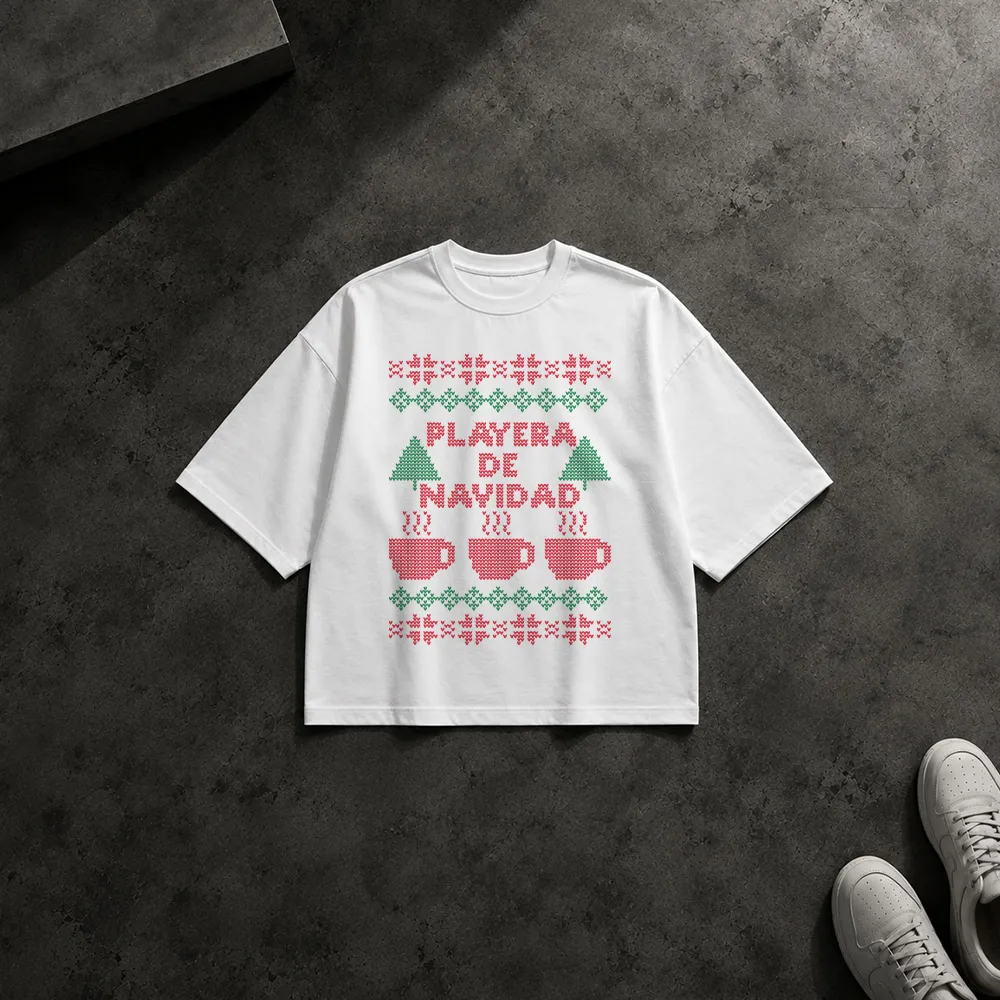 تیشرت باکسی کریسمس طرح بافت (Playera de Navidad)