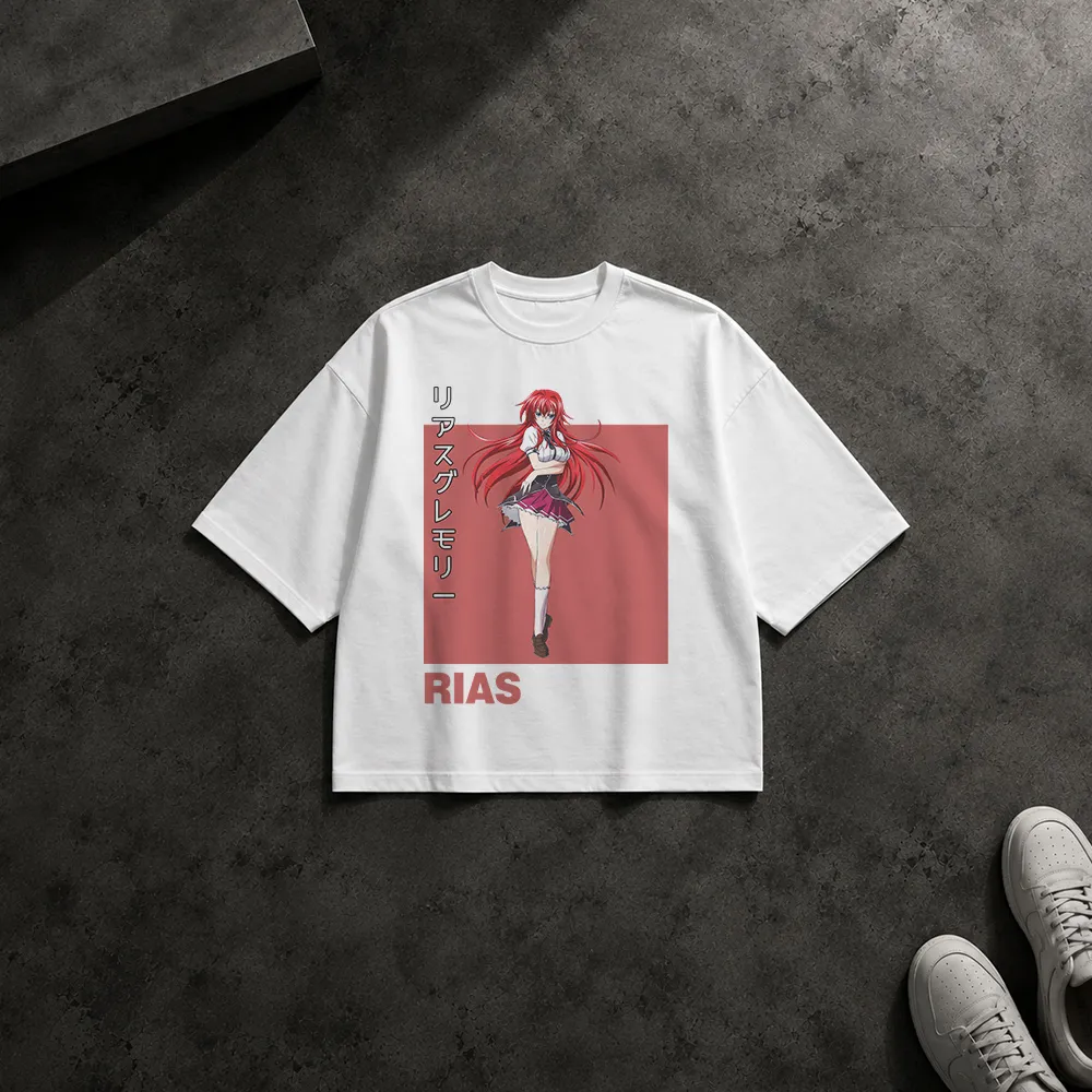 تیشرت باکسی انیمه طرح ریاس گرموری قرمز (Rias Gremory)