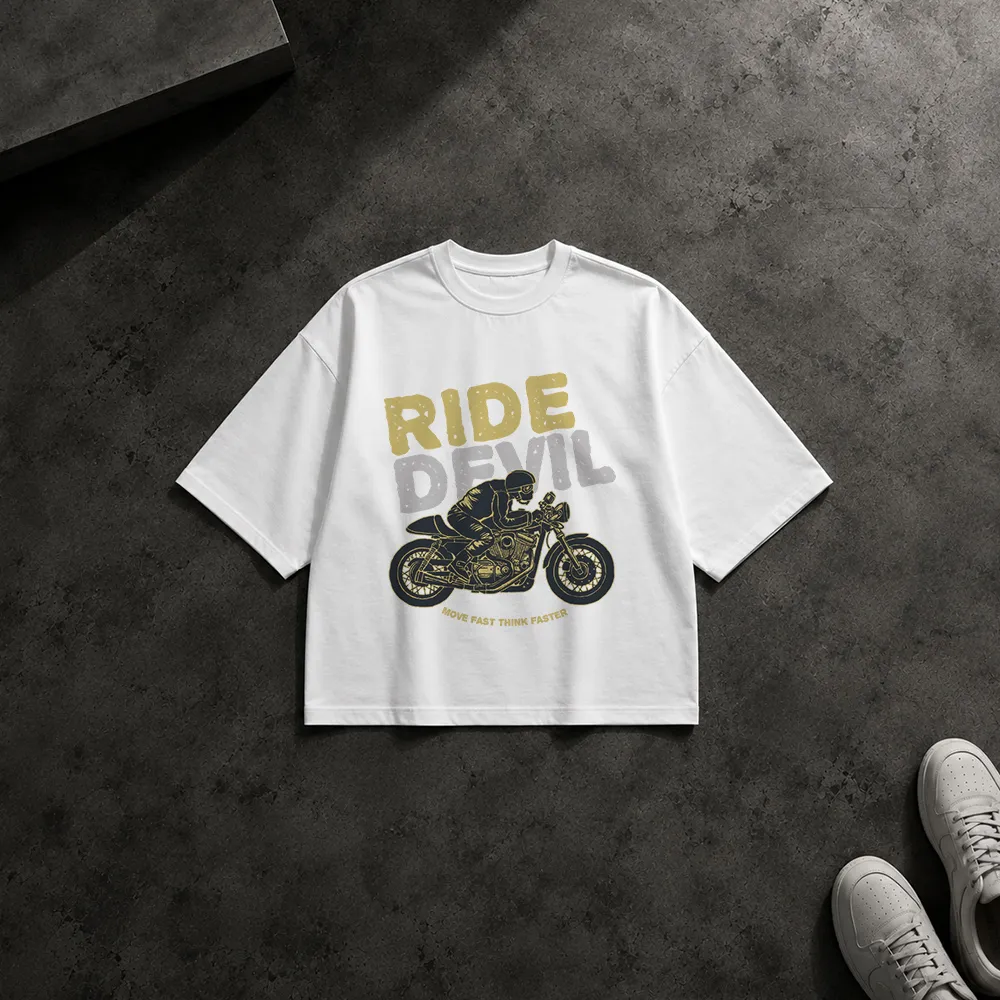 تیشرت باکسی موتورسیکلت طرح Ride Devil