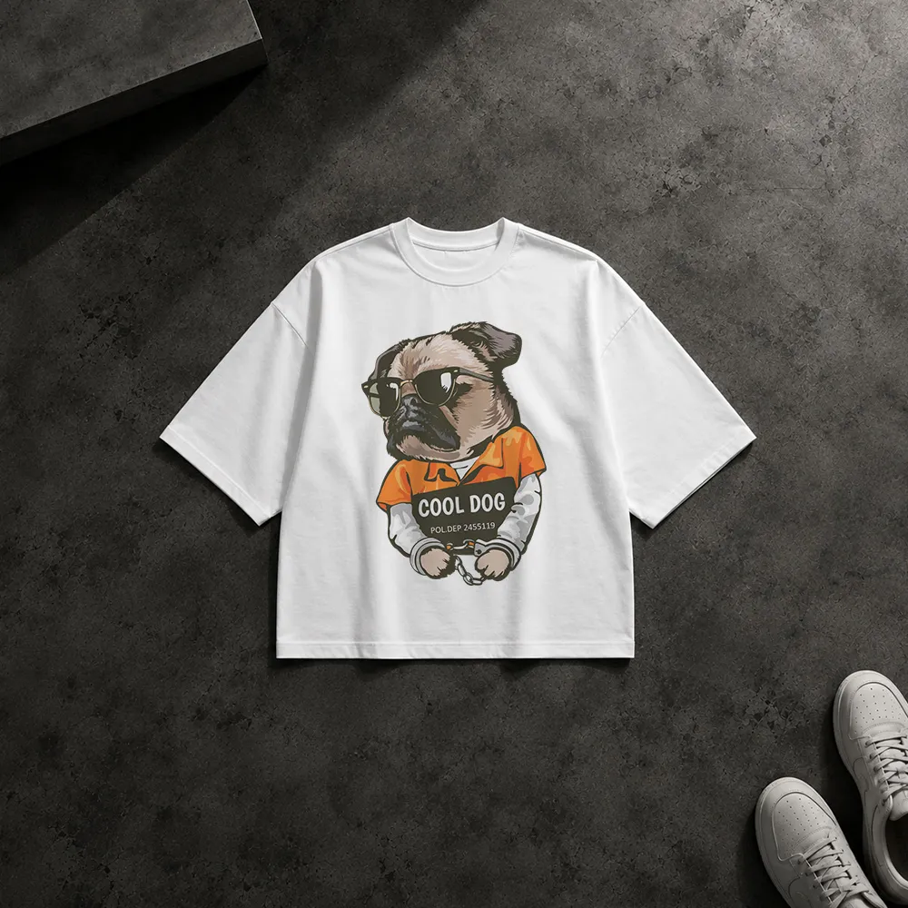 تیشرت باکسی سگ پاگ طرح زندانی بامزه (Cool Dog)