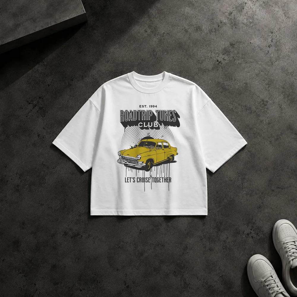 تیشرت باکسی ماشین طرح Roadtrip Tunes