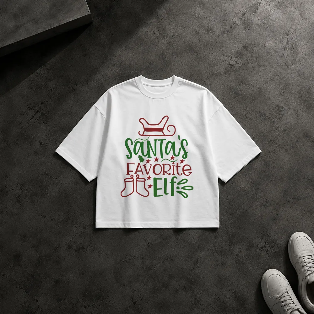 تیشرت باکسی کریسمس طرح Santa's Favorite Elf