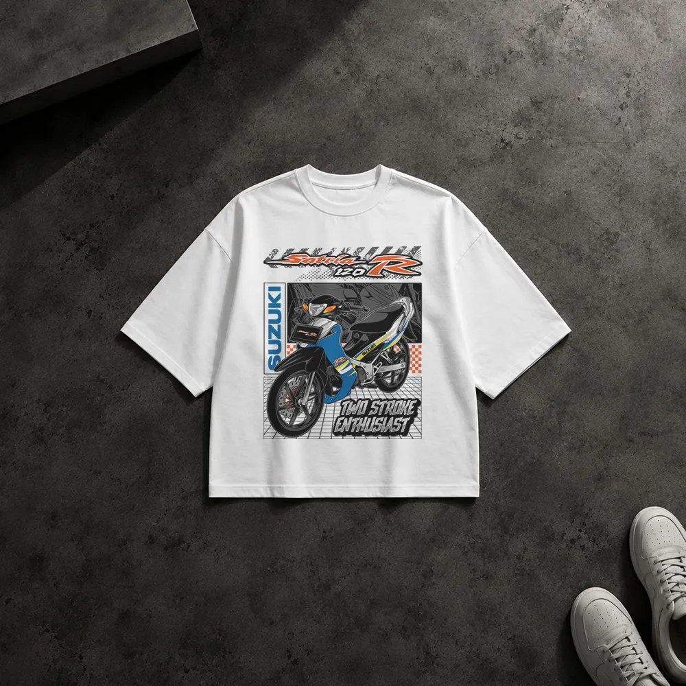 تیشرت باکسی موتورسیکلت طرح Two Stroke Enthusiast