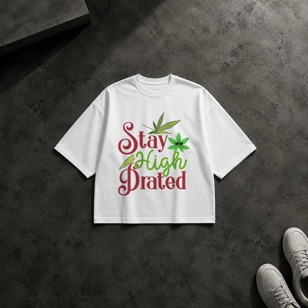 تیشرت باکسی طرح Stay High Drated