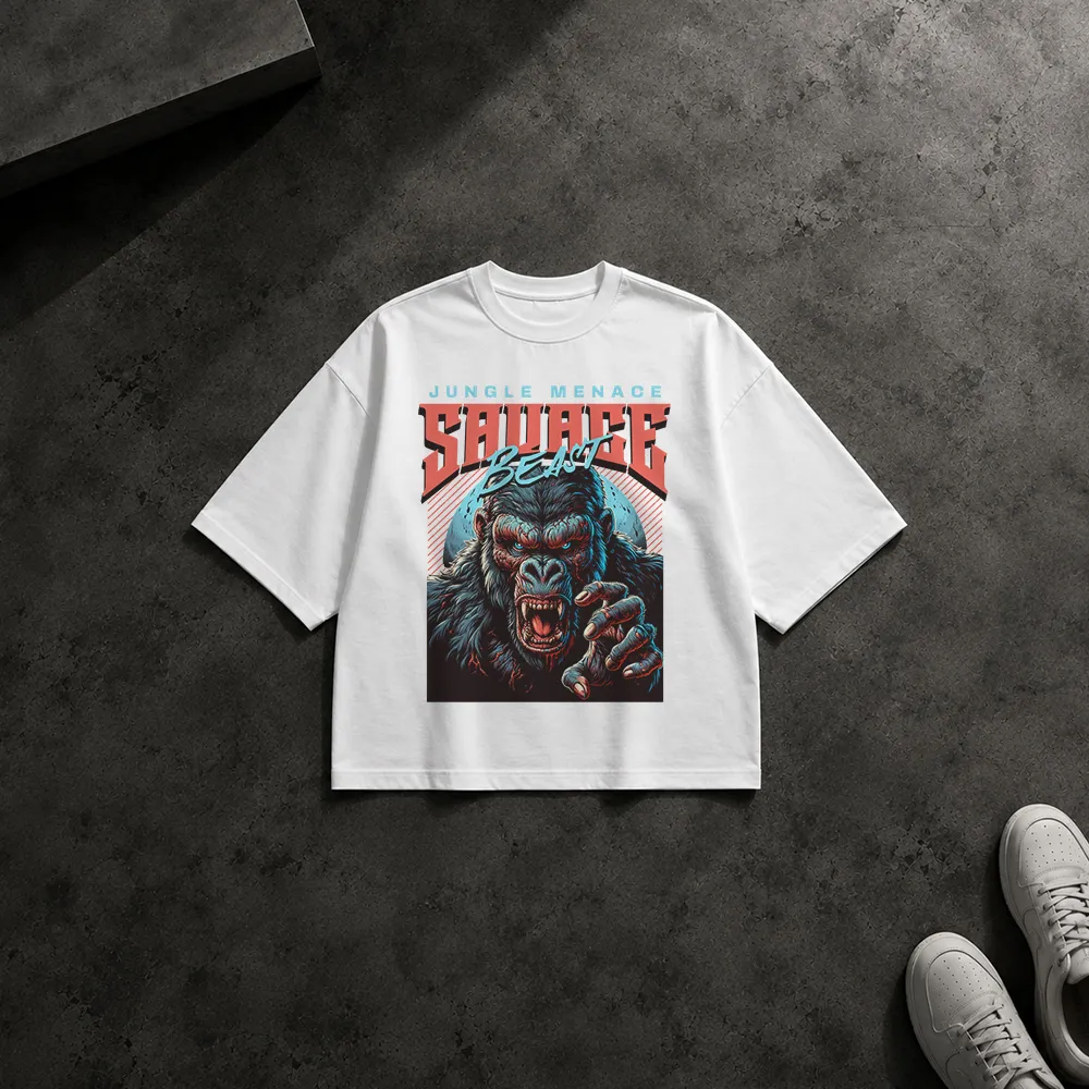 تیشرت باکسی گوریل طرح Savage Beast
