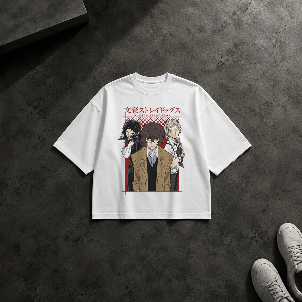 تیشرت باکسی انیمه بانگو استری داگز طرح گروهی (Bungo Stray Dogs)