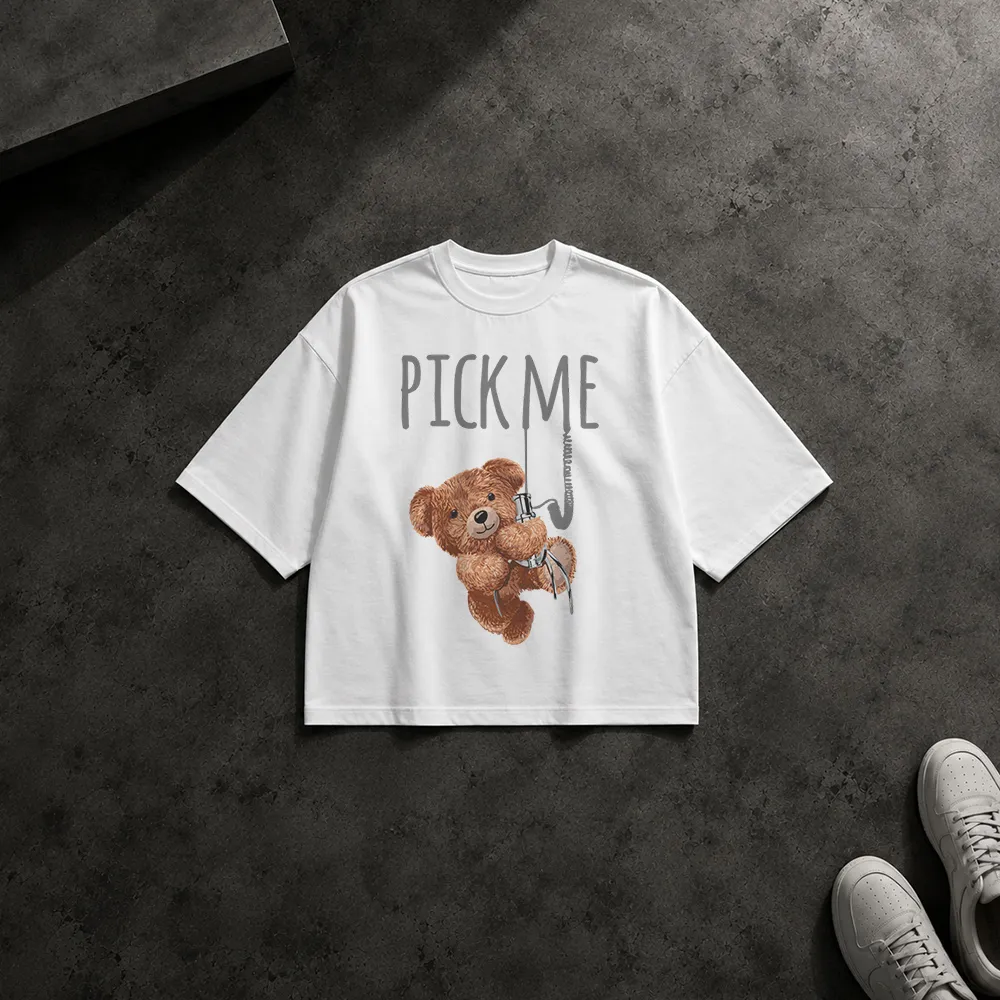 تیشرت باکسی خرس عروسکی طرح ماهیگیری Pick Me
