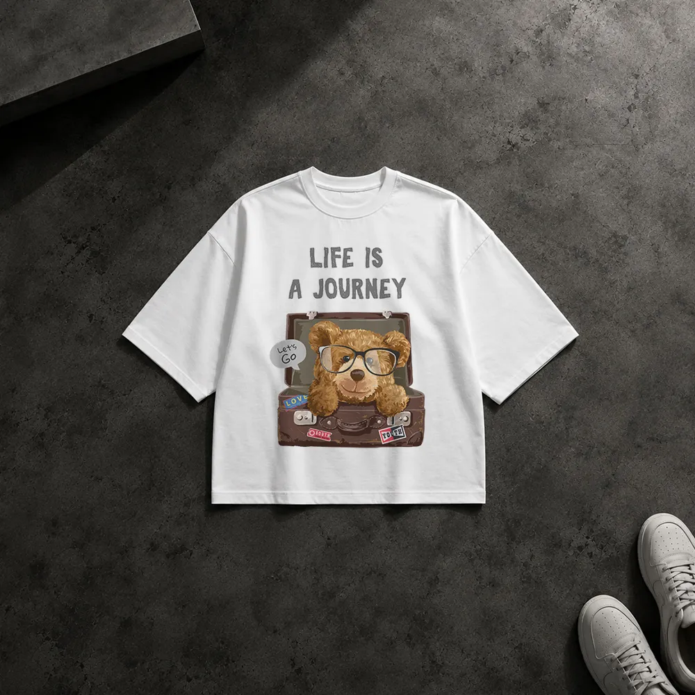 تیشرت باکسی خرس عروسکی طرح Life is a Journey
