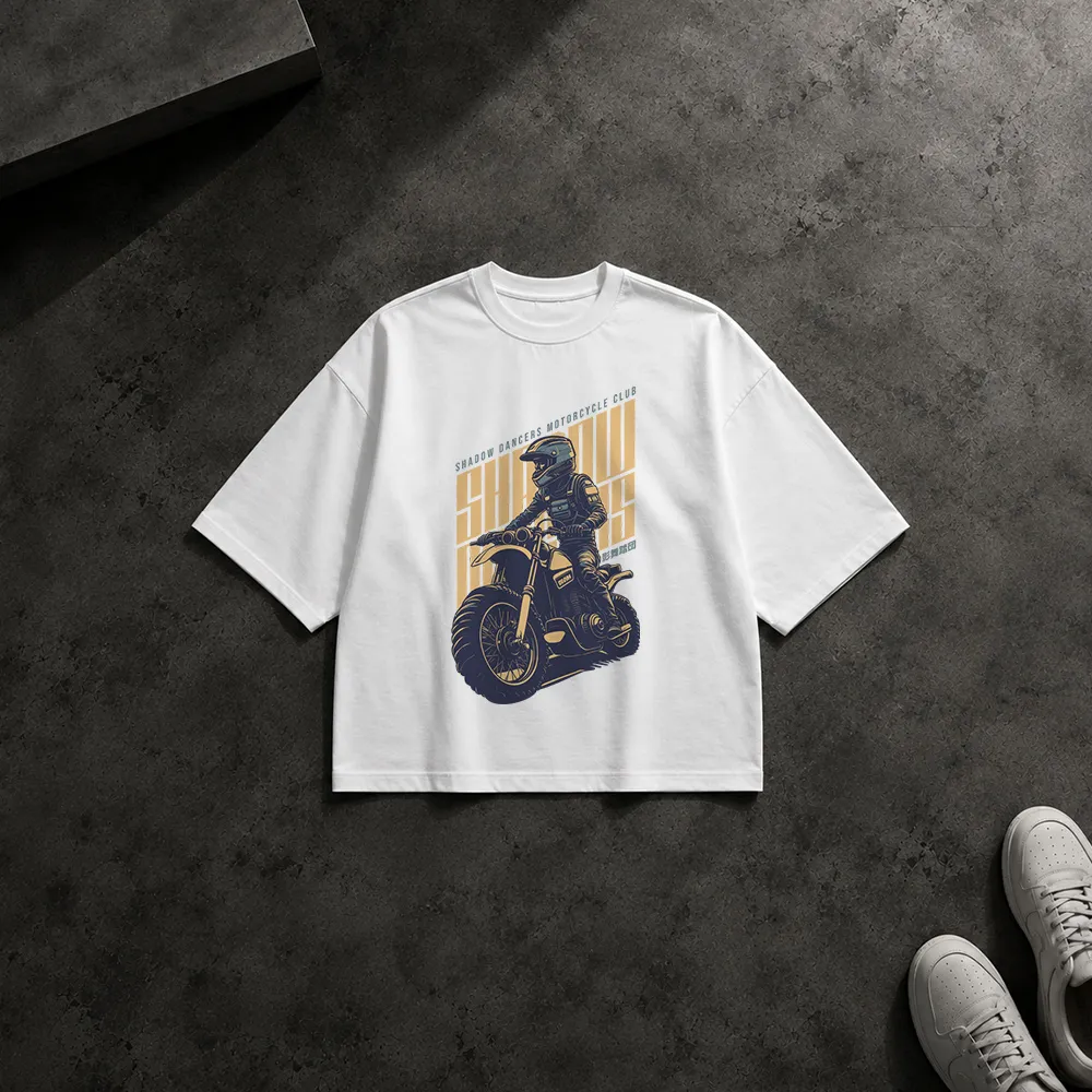 تیشرت باکسی موتورسیکلت طرح Shadow Ramblers Club