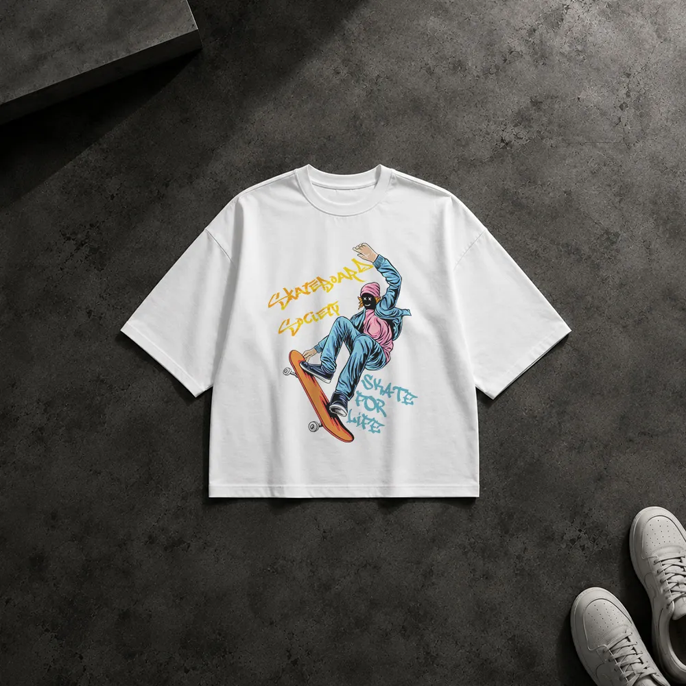 تیشرت باکسی اسکیت‌بورد طرح اسکیت فور لایف (Skate for Life)