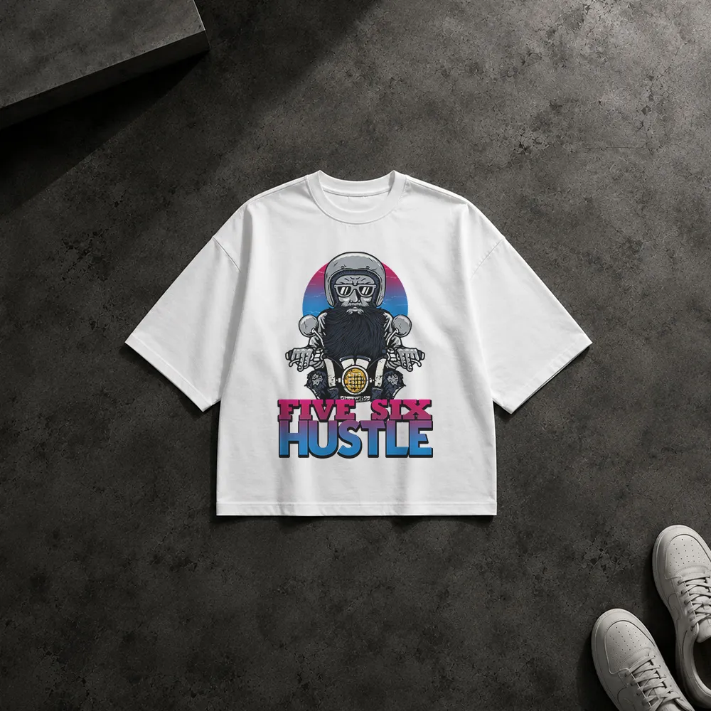 تیشرت باکسی گوریل موتورسوار طرح Five Six Hustle