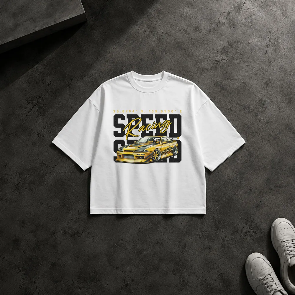 تیشرت باکسی ماشین اسپرت طرح Racing Gold Speed