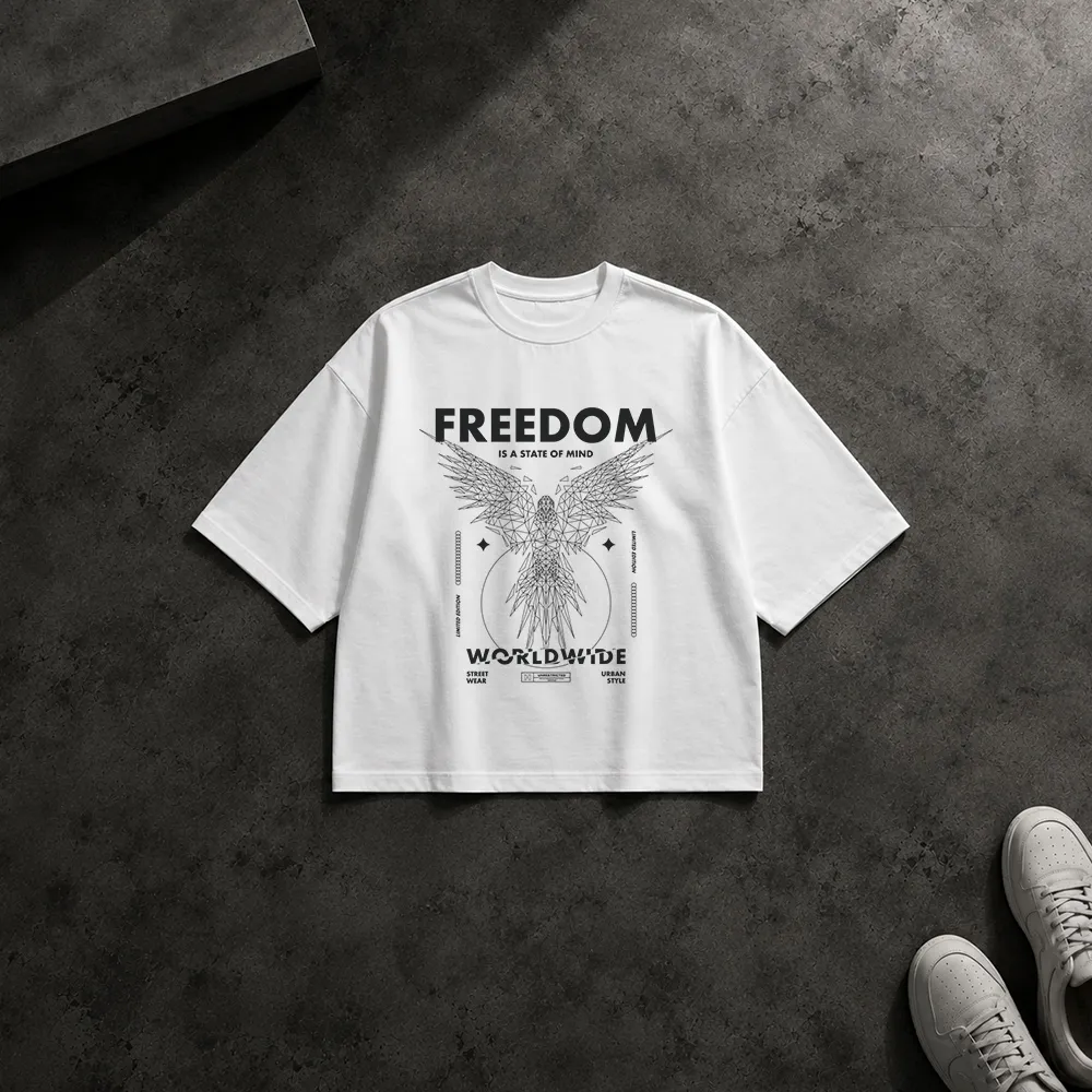 تیشرت باکسی طرح گوزن Freedom Is a State of Mind