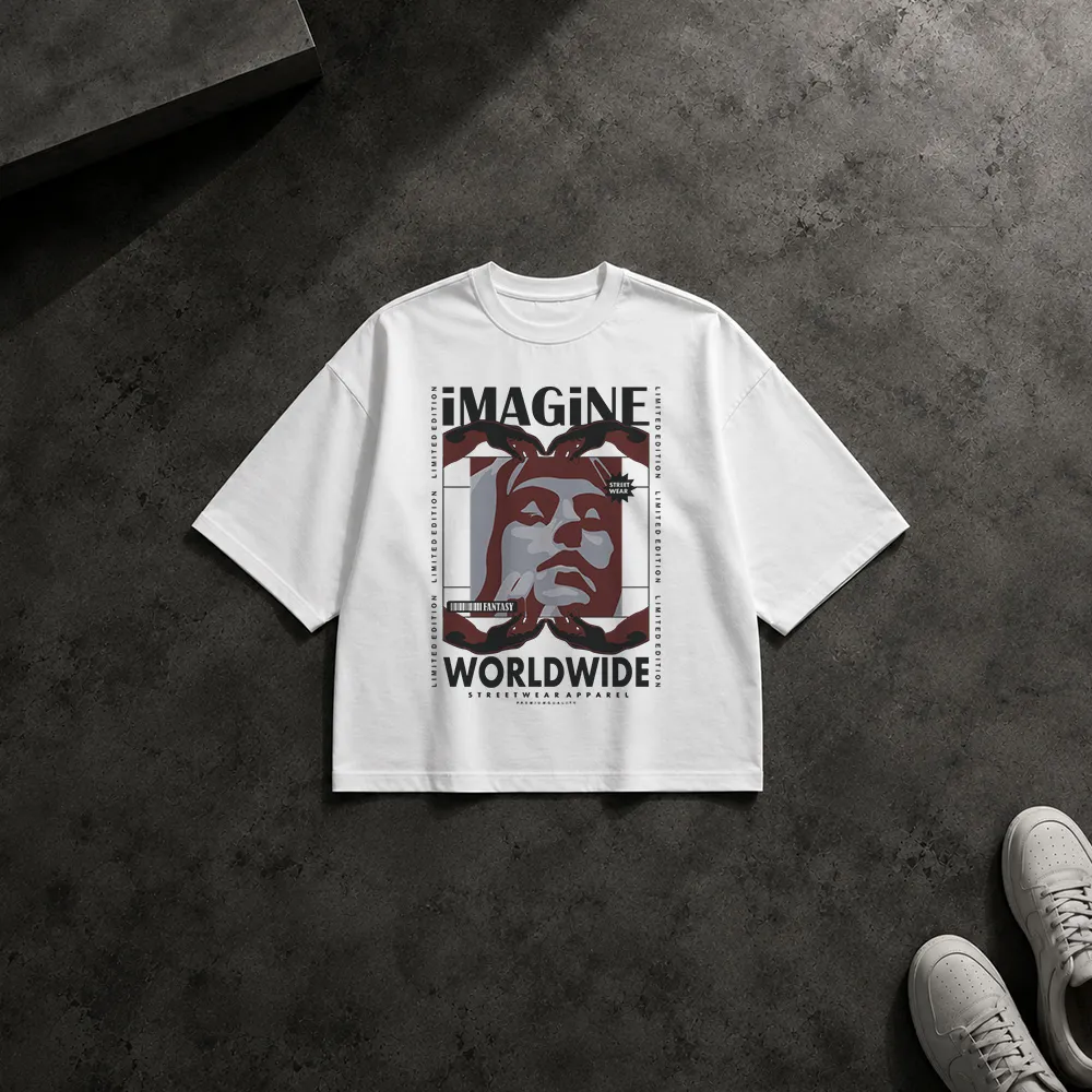 تیشرت باکسی طرح چهره انتزاعی Imagine Worldwide