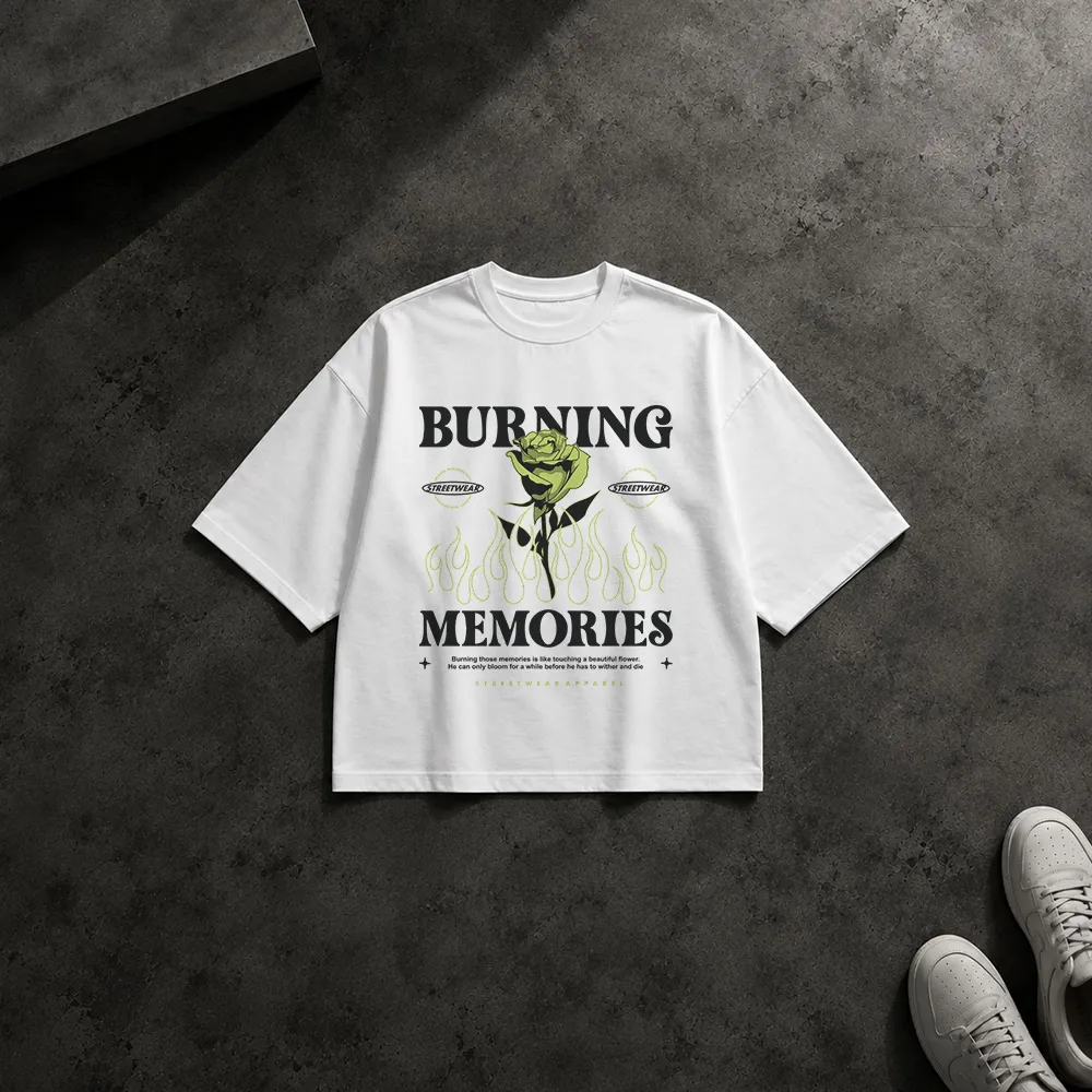 تیشرت باکسی طرح رز Burning Memories