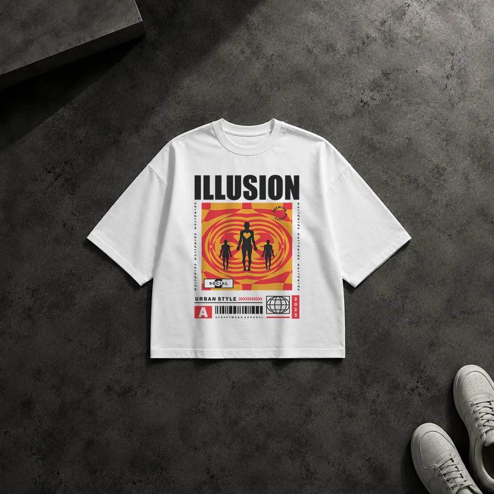 تیشرت باکسی طرح خطای دید Illusion کد 28789