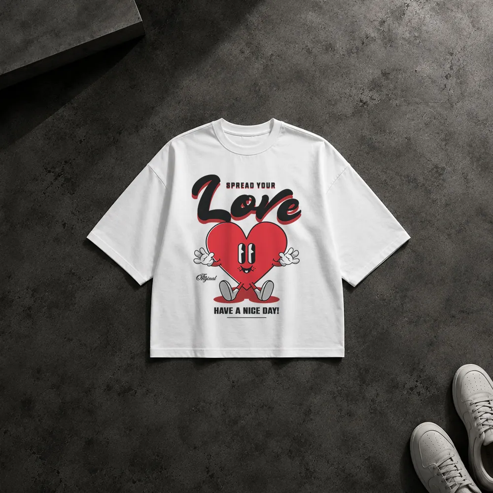 تیشرت باکسی طرح قلب Spread Your Love