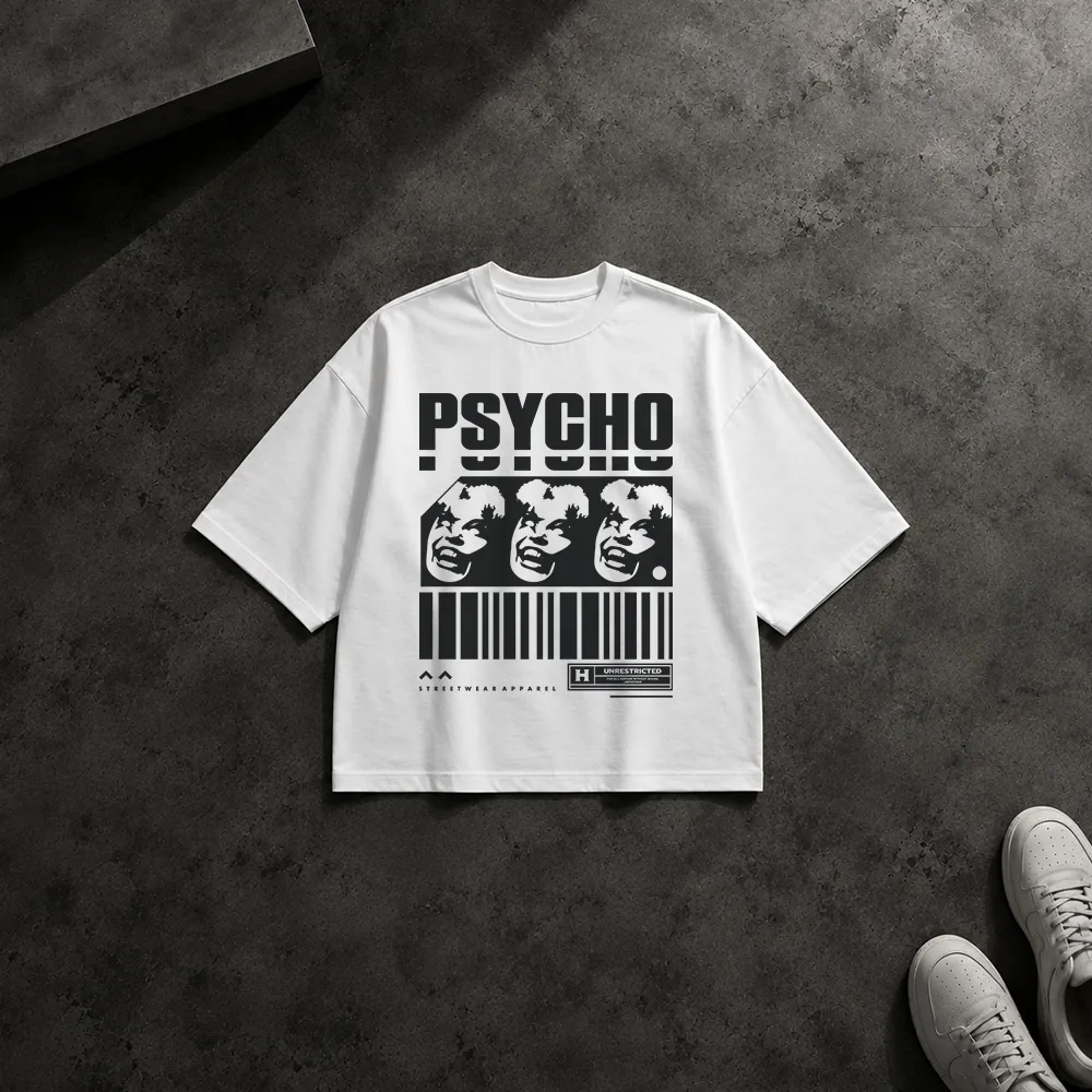 تیشرت باکسی طرح چهره‌های Psycho