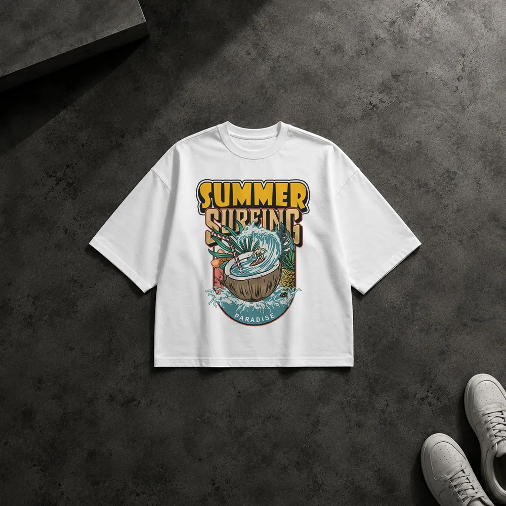 تیشرت باکسی طرح موج‌سواری Summer Surfing