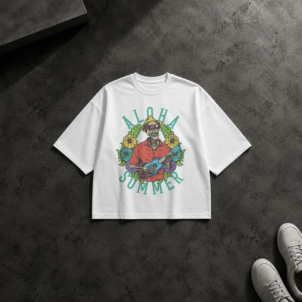 تیشرت باکسی طرح اسکلت Aloha Summer