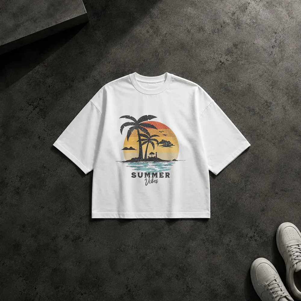 تیشرت باکسی طرح غروب Summer Vibes