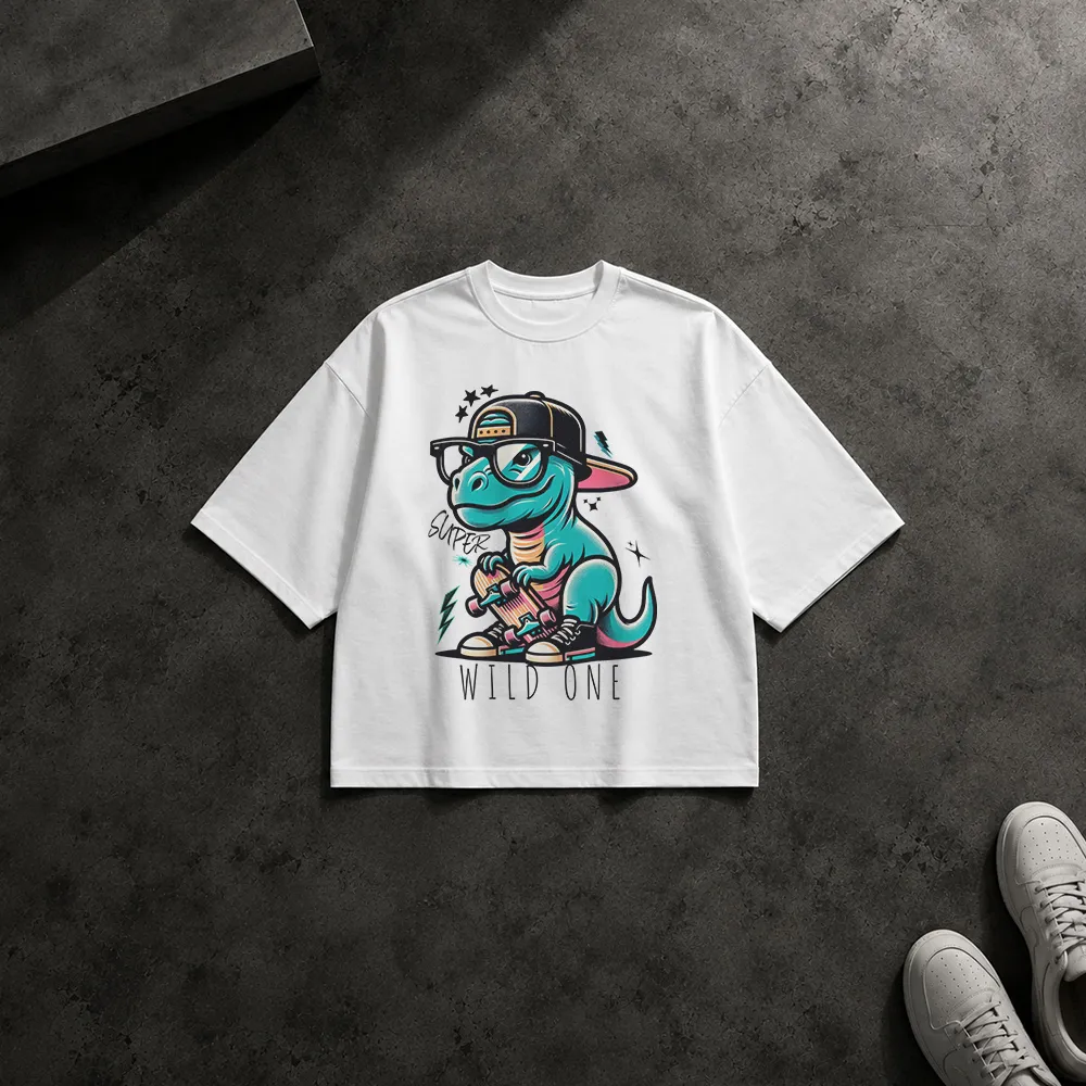 تیشرت باکسی طرح دایناسور Wild One