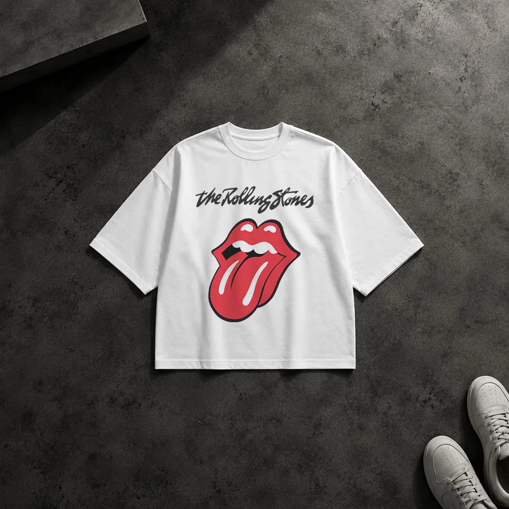 تیشرت باکسی طرح لوگوی مشکی Rolling Stones