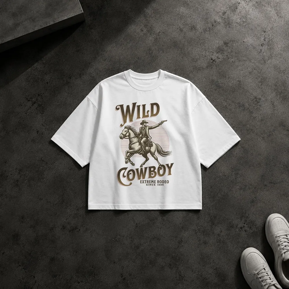 تیشرت باکسی طرح کابوی سوارکار Wild Rodeo