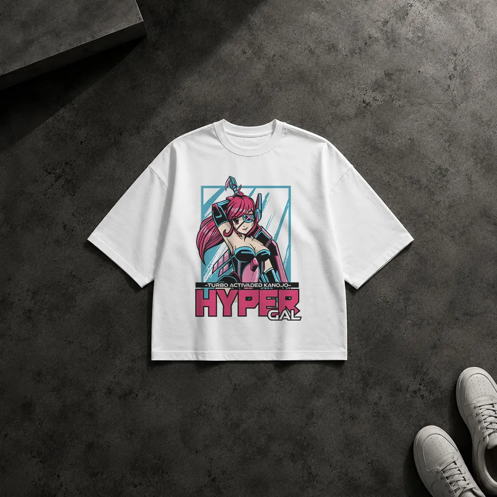 تیشرت باکسی طرح دختر سایبری Hyper Gal