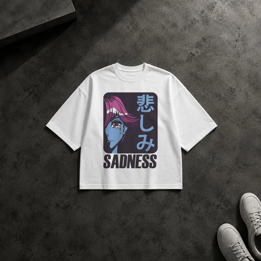 تیشرت باکسی طرح دختر غمگین Sadness