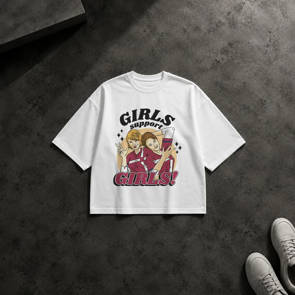 تیشرت باکسی نوشته Girls Support Girls کد 32239