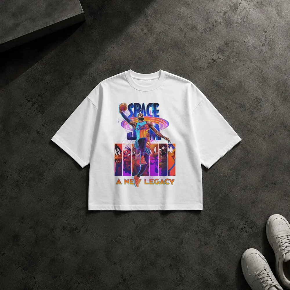 تیشرت باکسی بسکتبال طرح اسپیس جم نسل جدید (Space Jam)